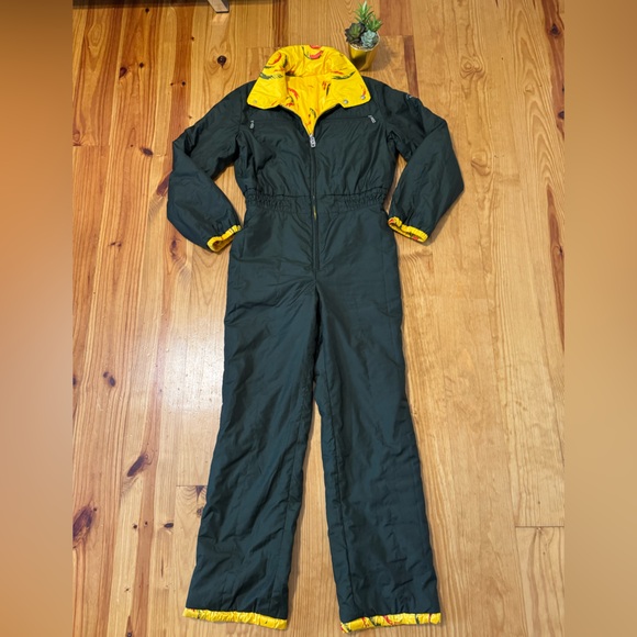 Bogner One Piece Ski Suit Womens 38 Snowsuit Green Reversible Green/Gold Vintage - Picture 1 of 13